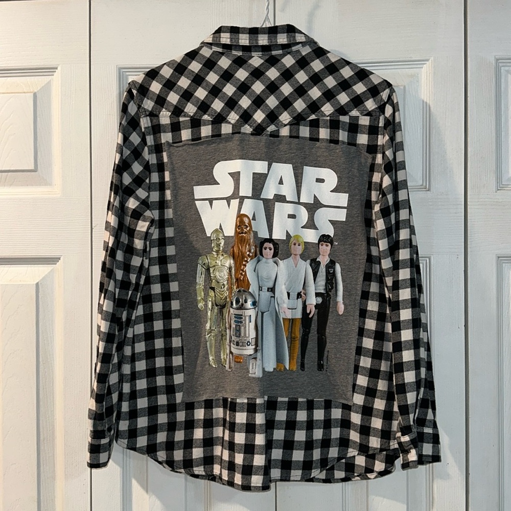 Black&White check Star Wars flannel LG